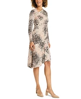 Maggy London Women's Printed Gathered Asymmetric Dress