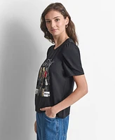 Dkny Women's New York Girl Graphic Crewneck Top