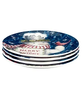 Certified International Snowman Greetings Dessert Plates, Set of 4