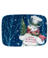 Certified International Snowman Greetings Rectangular Serving Platter