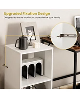 Gymax 2 Pcs Bookshelf 2-Tier Open Wood Display Organizer Set Vinyl Record Cube Storage