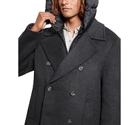 Guess Men's Peacoat with Removable Nylon Hooded Inset
