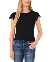 CeCe Women's Scallop-Edge Flutter-Sleeve Top