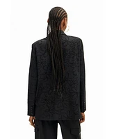 Desigual Women's Blazer with die-cut flower silhouette