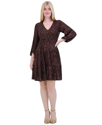 Eliza J Sequinned Tiered Fit & Flare Dress