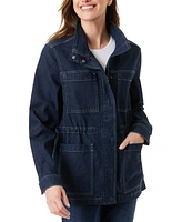 Gloria Vanderbilt Petite Denim Drawstring-Waist Utility Jacket