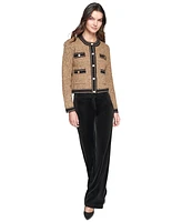 Karl Lagerfeld Paris Women's Shine Tweed Cardigan, Regular & Petite