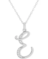 Holiday Lane Cubic Zirconia Initial Pendant Necklace 18k Gold-Plated Sterling Silver, Created for Macy's (Also available Silver)