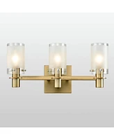 Moose Modern Brass Bathroom Vanity Lighting with Frosted Glass