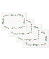 Fiesta Holly Sprig Holiday Border Placemat 13" x 18", Set of 4