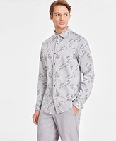 Alfani Men's Jacquard Knit Button-Down Long-Sleeve Shirt, Created for Macy's