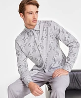 Alfani Men's Jacquard Knit Button-Down Long-Sleeve Shirt, Created for Macy's