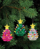 Mr. Christmas 4" Shatterproof Trees Pink, Green, Silver Set of 3