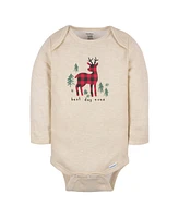 Gerber Baby Girls Deer Long Sleeve Onesies Bodysuits, 6-Pack