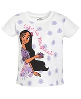 Disney Toddler Girls Princess Moana Rapunzel Snow White Encanto Raya 3 Pack Crossover T-Shirts to