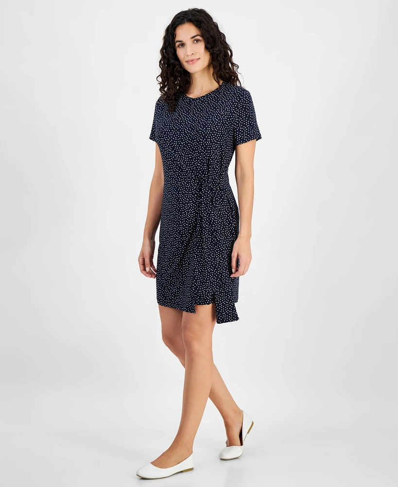 Nautica Jeans Women's Dot-Print Tie-Side Dress