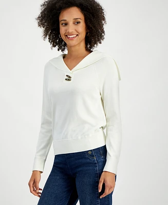 Nautica Jeans Women's Sailor-Collar Long-Sleeve Sweater