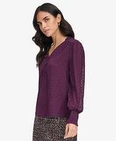 Calvin Klein Women's Clip-Dot Long-Sleeve Blouse