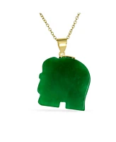 Bling Jewelry Bali Style Longevity Green Natural Jade Indian Elephant Pendant Necklace For Women Gold Plated Sterling Silver 18 Inch