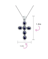 Bling Jewelry South Western Style Blue Natural Lapis Lazuli Rope Bezel Set Cross Pendant Sterling Silver Necklace 18 Chain 1.5