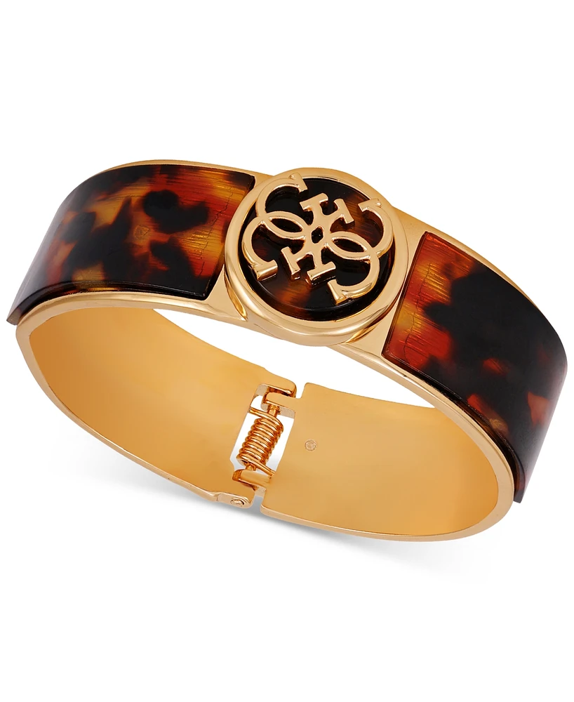 Guess Gold-Tone Logo & Tortoise-Look Bangle Bracelet