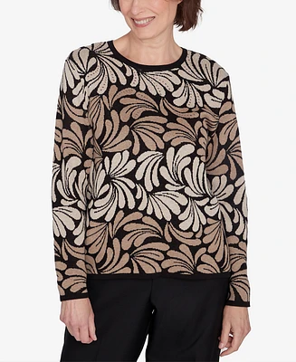 Alfred Dunner Petite Classics Geometric Ombre Scroll Sweater