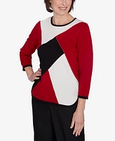 Alfred Dunner Petite Classics Colorblock Beaded Sweater
