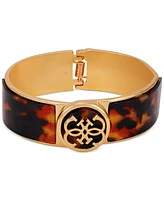 Guess Gold-Tone Logo & Tortoise-Look Bangle Bracelet