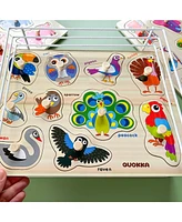 Quokka 6X Wooden Puzzles for Toddlers 1-3 with Rack - Alphabet, Numbers, Animals
