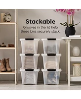 Iris Usa 13 Qt Stackable Plastic Storage Bins with Lids, 4 Pack - Bpa-Free, Made in Usa