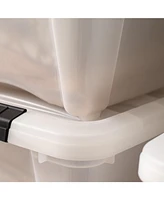 Iris 6 Pack 19qt Plastic Storage Bin with Lid and Secure Latching Buckles, Pearl
