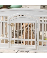 Iris 24-inch 4 Panel Exercise Pet Playpen with Door, White