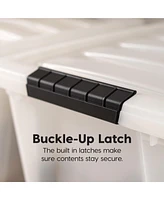 Iris 6 Pack 19qt Plastic Storage Bin with Lid and Secure Latching Buckles, Pearl
