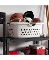 Iris Usa 50L Plastic Hip Hold Laundry Basket Hamper Organizer with Built-In Comfort Carry Handles, 1.5 Bushel, for Closet, Dorm, Laundry Room, Bedroom