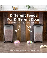 Iris Usa 30 Lbs / 33 Qt Airtight Dog Food Storage Container with Attachable Casters, 2 Pack, for Dog Cat Bird and Other Pet Food Storage Bin, Keep Fre
