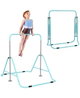 Qaba Folding Gymnastics Bar for Kids, Adjustable Height, Bubble Gum Pink