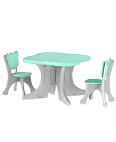 Qaba 3 Piece Kids Table and Chairs Set for 3-6 Years Old, Light Blue