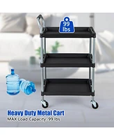 Costway 3 Layer Utility Rolling Tool Cart with Lockable Universal Wheels Ergonomic Handle