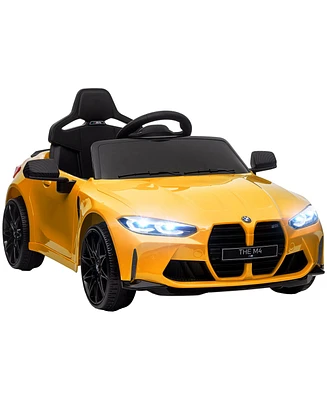 Qaba Bmw M4 Licensed 12V Ride on Car with Handle Attachment, Yellow