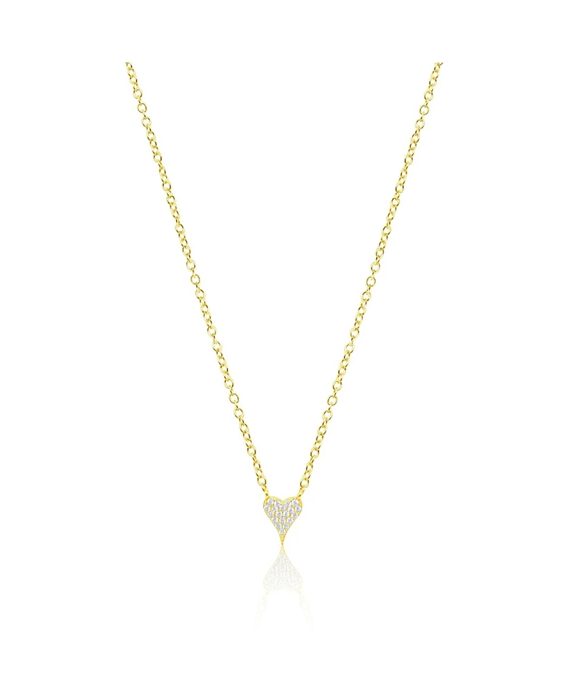 Etoielle Yellow Gold Tone Dainty Pave Elongated Heart Necklace