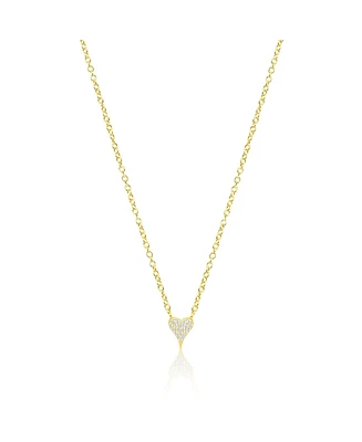 Etoielle Yellow Gold Tone Dainty Pave Elongated Heart Necklace