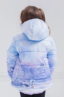 Frozen Little Girls Princess Anna Elsa Zip Up Winter Coat Puffer Jacket
