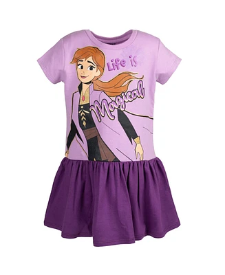 Disney Girls Princess Moana Cinderella Ariel Rapunzel Elsa Anna Jasmine Belle French Terry Dress to