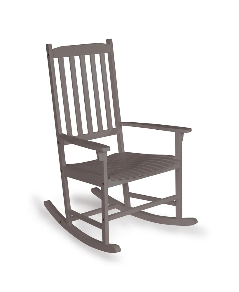 Jonathan Y Seagrove Farmhouse Classic Slat-Back 350-lbs Support Acacia Wood Outdoor Rocking Chair