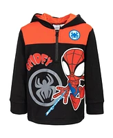 Marvel Boys Spidey and His Amazing Friends Ghost-Spider Miles Morales Spider-Man Fleece Half Zip Hoodie to