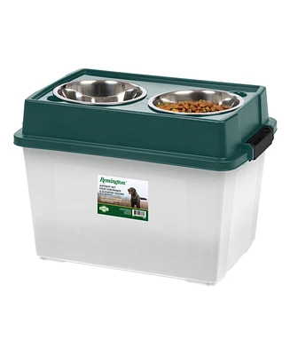 Iris Remington 47lbs/45qt Large Elevated Dog Food Bowl with Airtight Pet Food Storage Container, Green