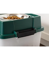 Iris Remington 47lbs/45qt Large Elevated Dog Food Bowl with Airtight Pet Food Storage Container, Green