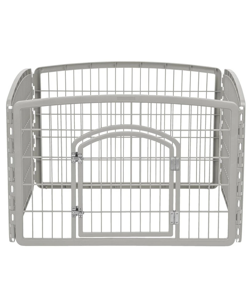 Iris Usa 24-inch Exercise 4-Panel Pet Playpen with Door, Silver