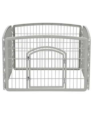 Iris Usa 24-inch Exercise 4-Panel Pet Playpen with Door, Silver