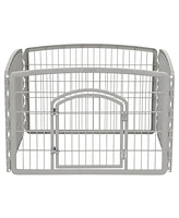 Iris Usa 24-inch Exercise 4-Panel Pet Playpen with Door, Silver